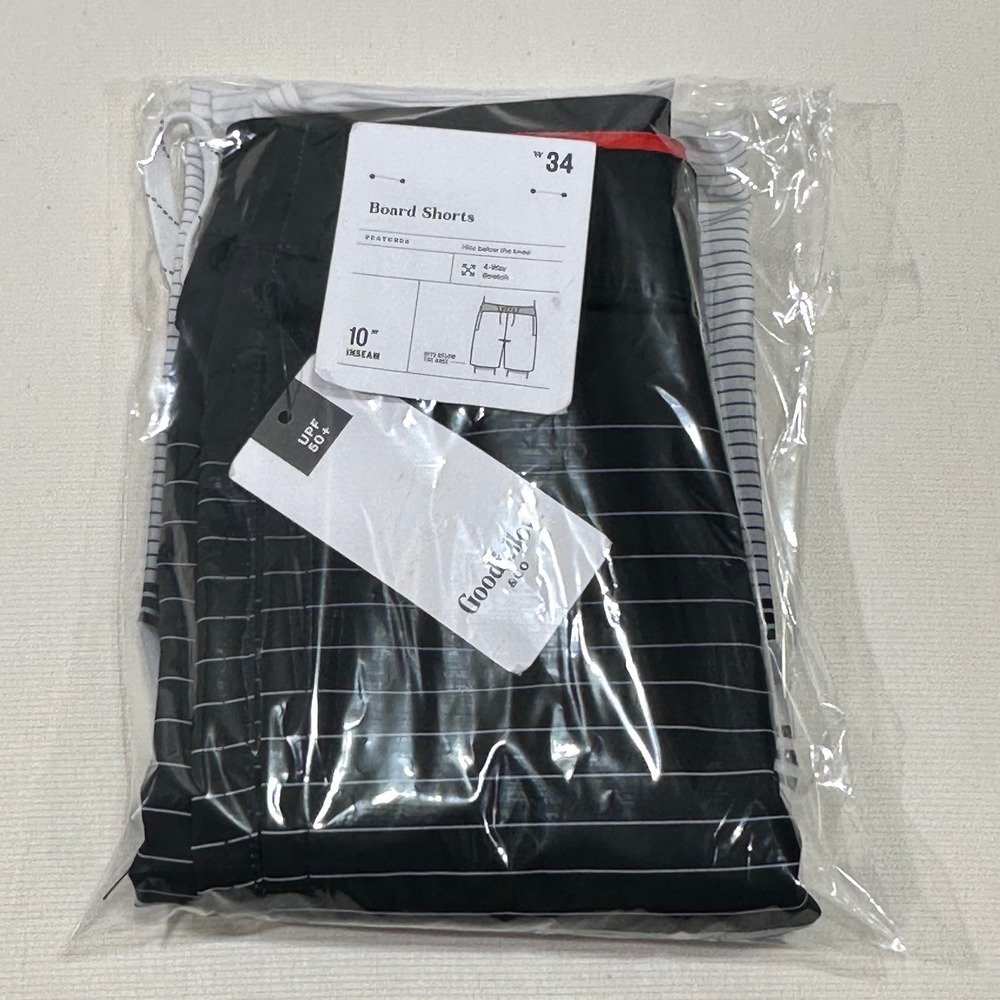 Goodfellow & Co Mens Board Shorts Black Grey Gradient Striped 10 Inseam 34 NWT - Picture 9 of 9